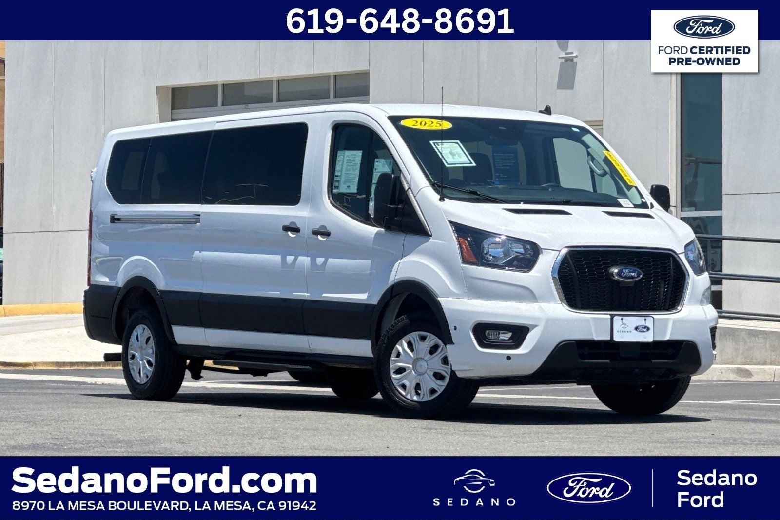 2025 Ford Transit-350 XLT in Oxford White — front three-quarter view