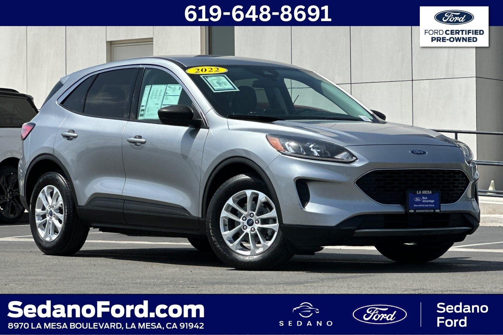 2022 Ford Escape SE in Iconic Silver Metallic — front three-quarter view