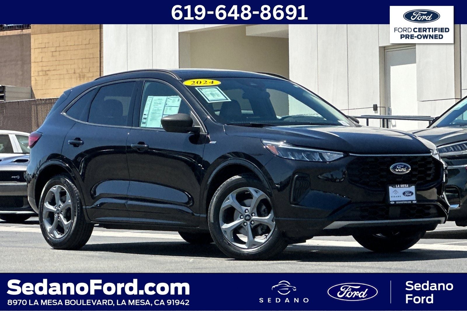 2024 Ford Escape ST-Line in Black Metallic — front three-quarter view