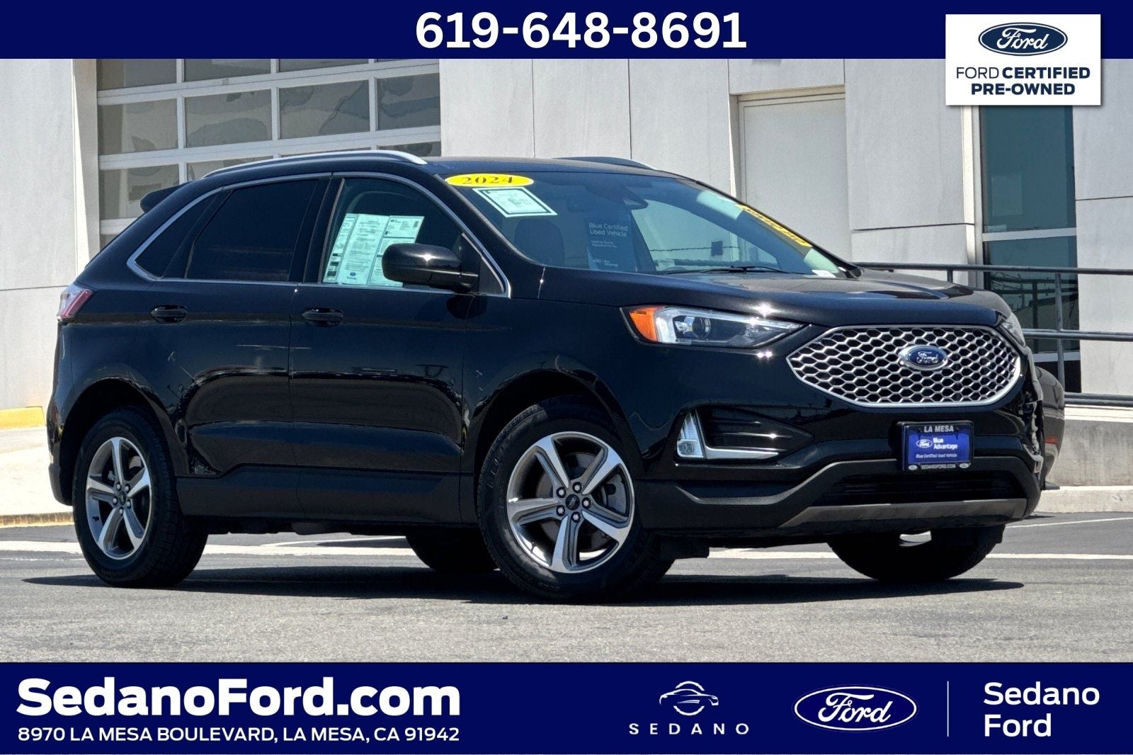 2024 Ford Edge SEL in Black Metallic — front three-quarter view