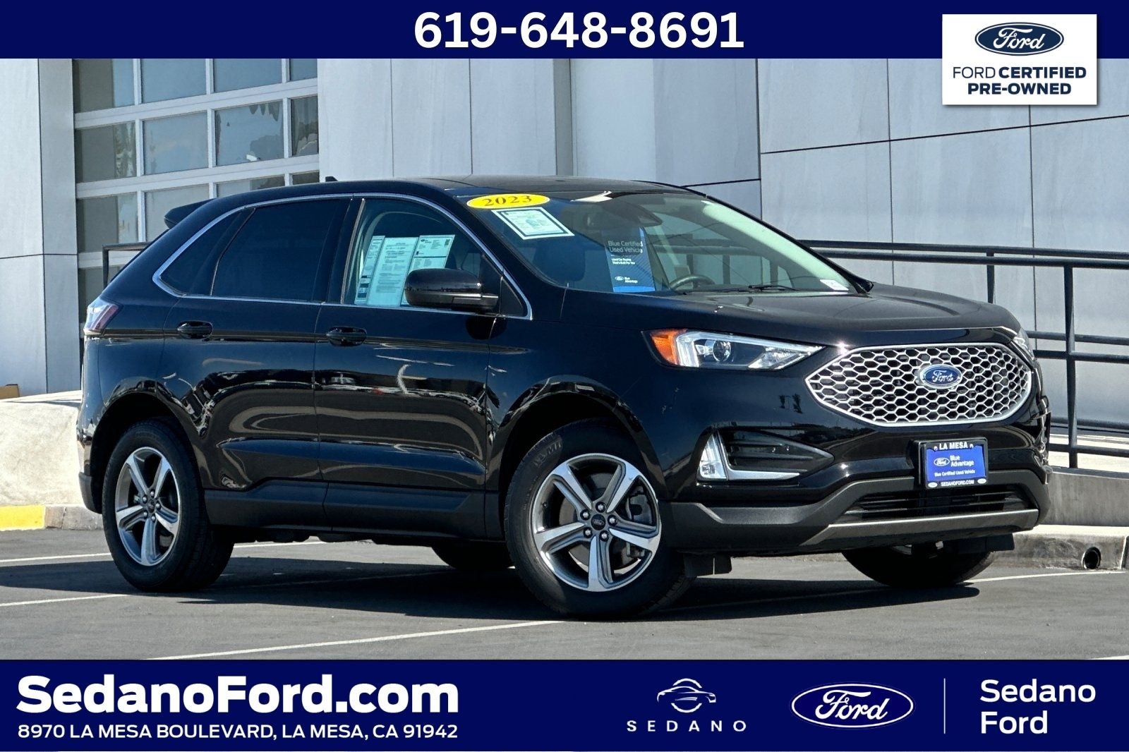 2023 Ford Edge SEL in Black Metallic — front three-quarter view