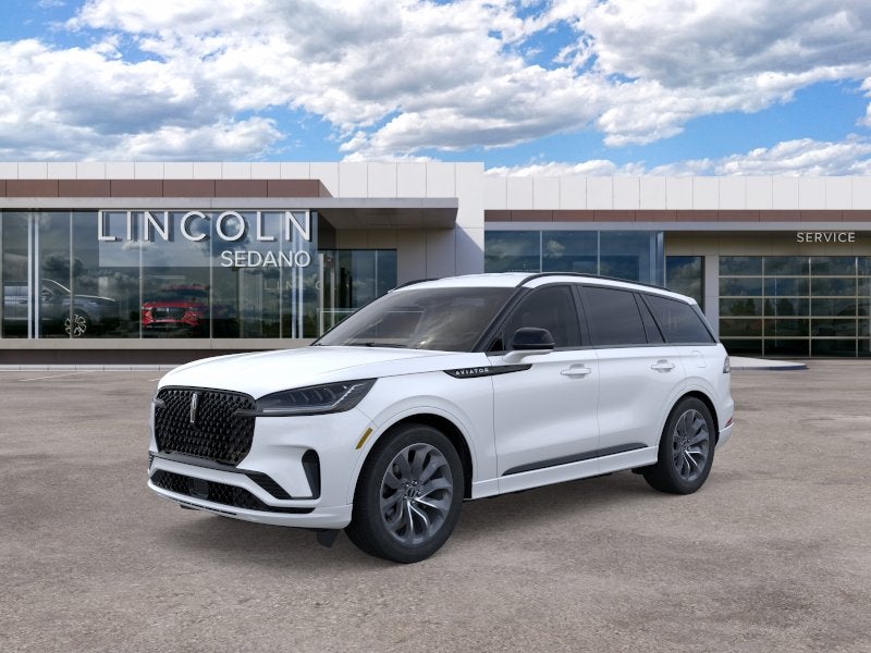 2026 Lincoln Aviator Premiere in Pristine White Metallic Tri-Coat — front three-quarter view